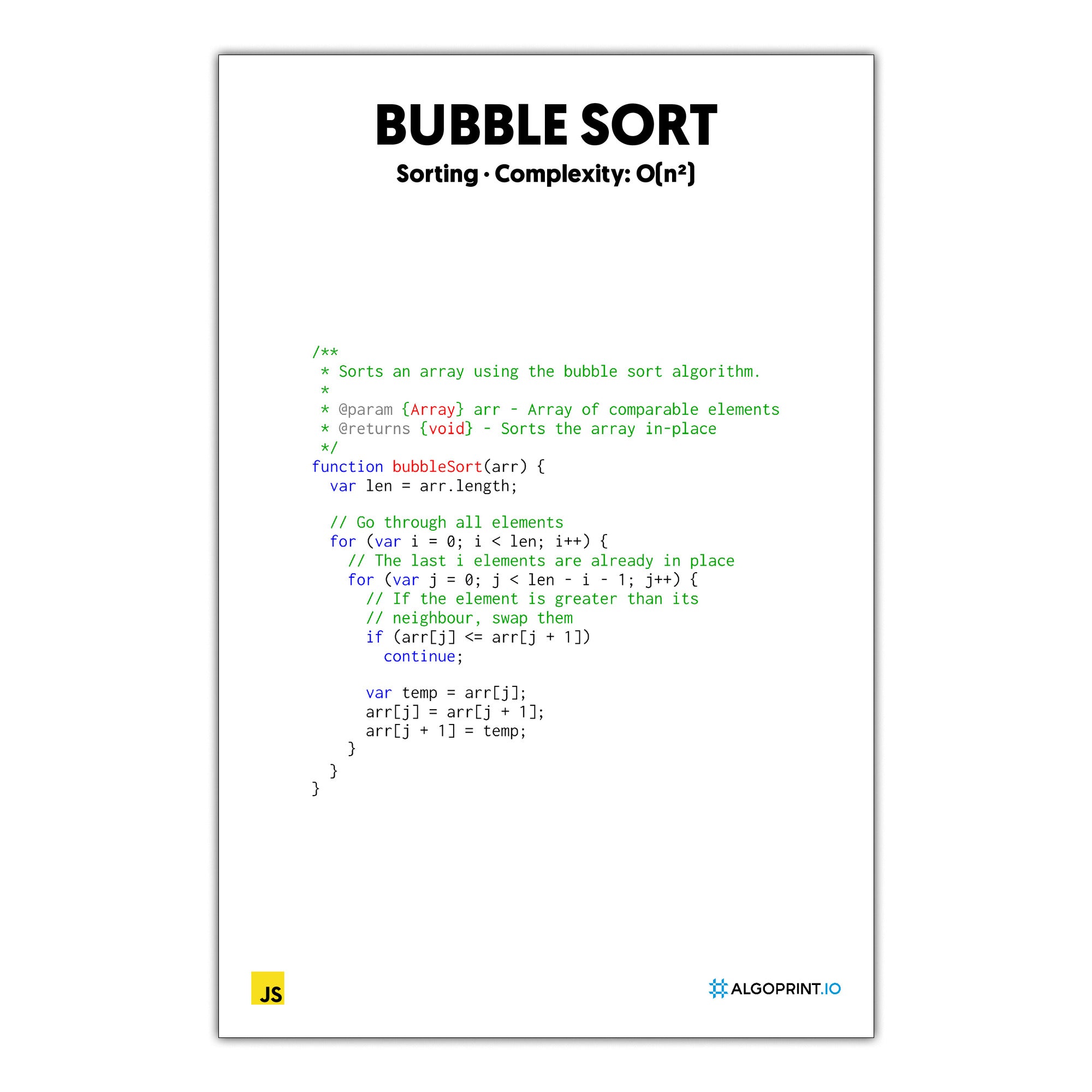 Bubble Sort - JavaScript