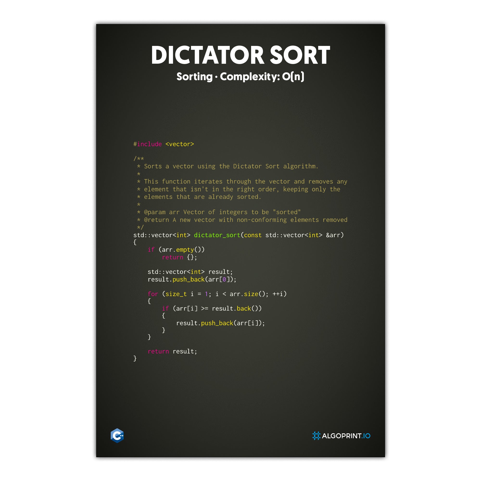 Dictator Sort - C++