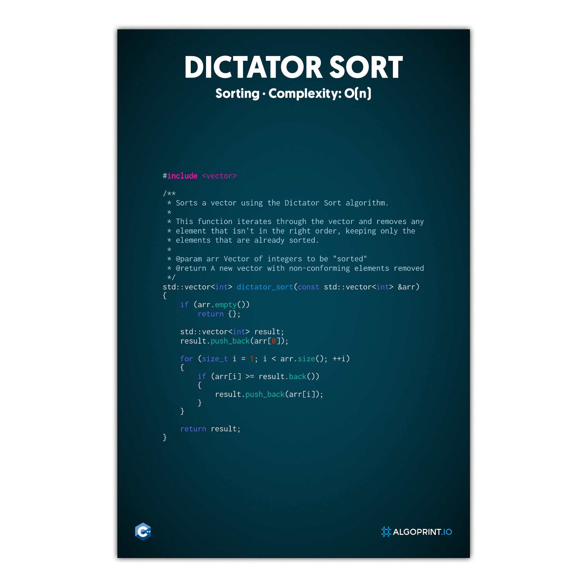 Dictator Sort - C++