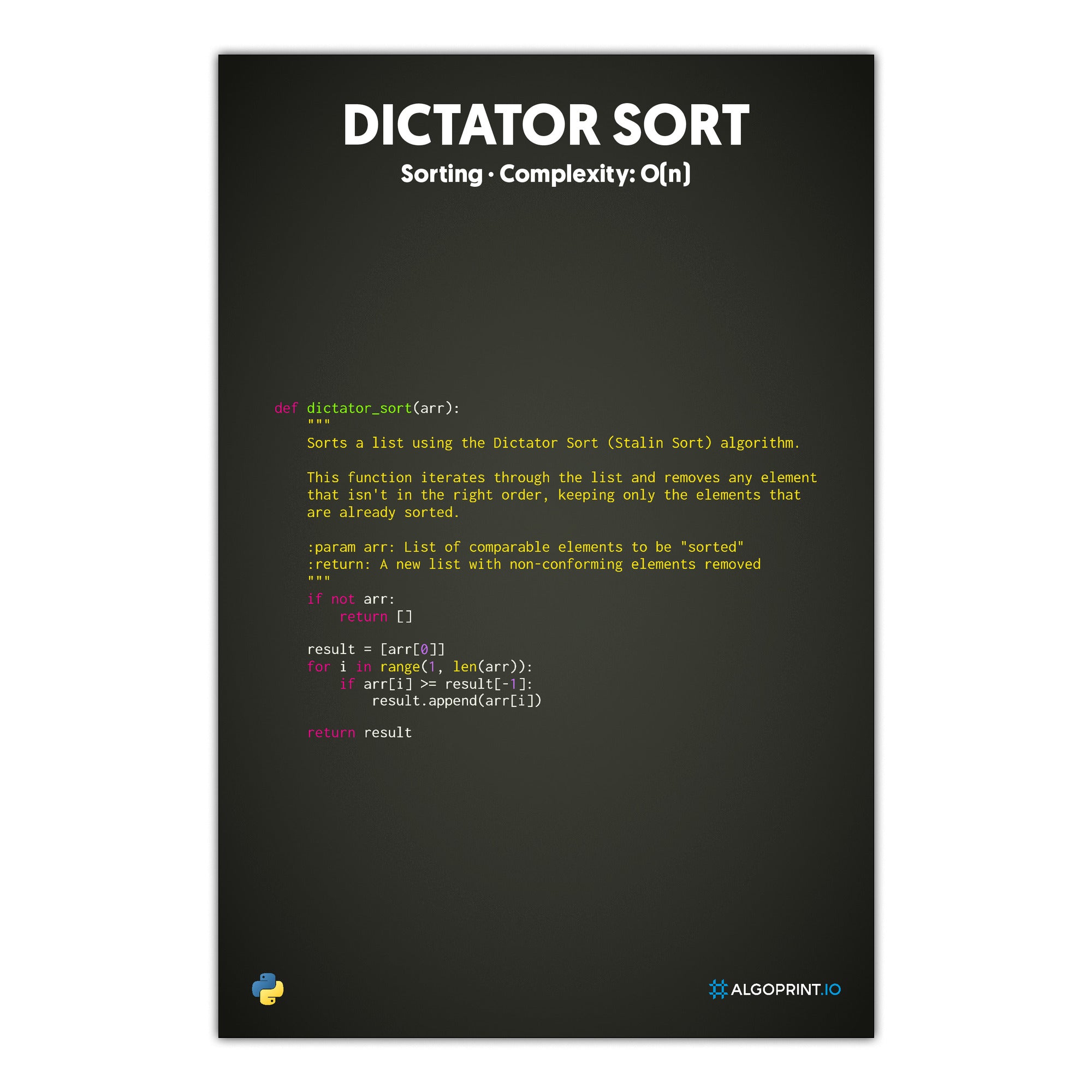 Dictator Sort - Python