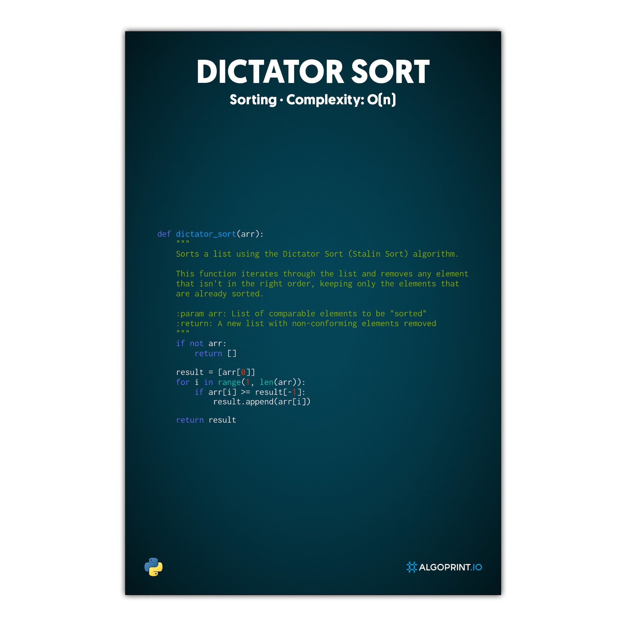 Dictator Sort - Python