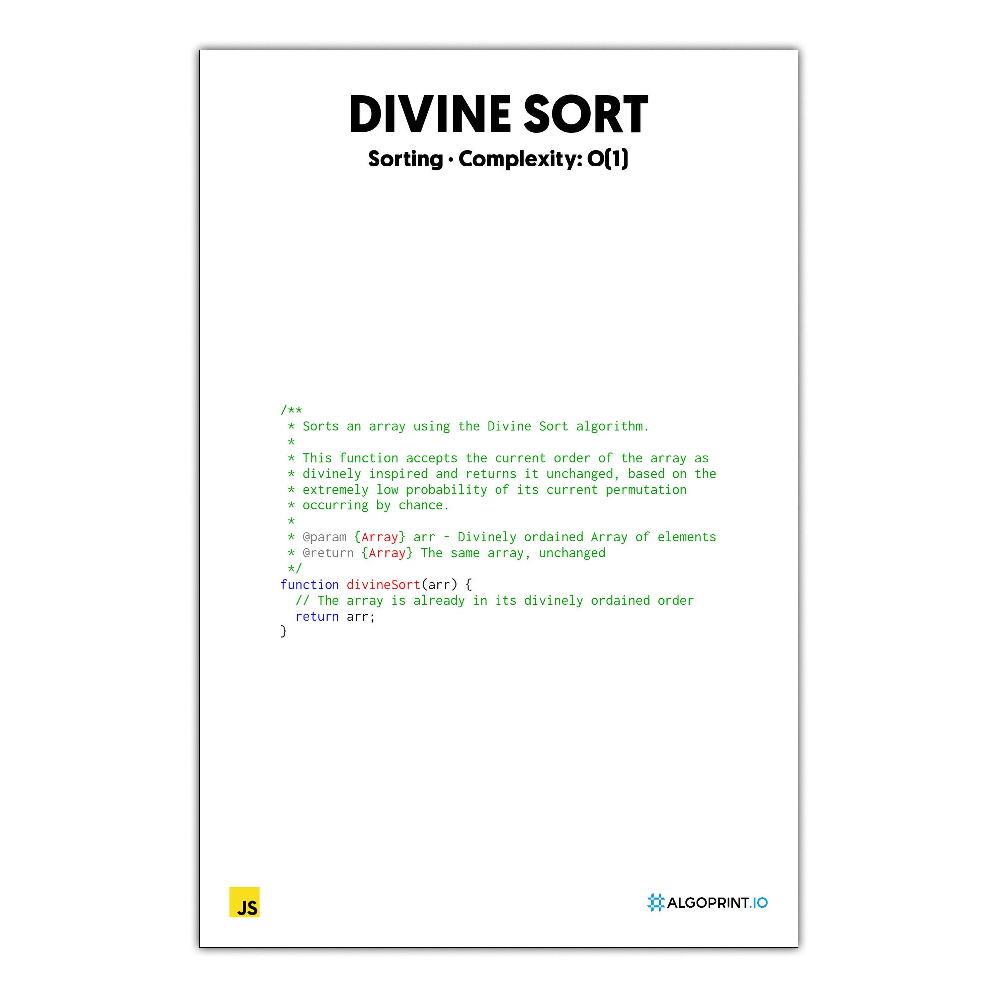 Divine Sort - JavaScript