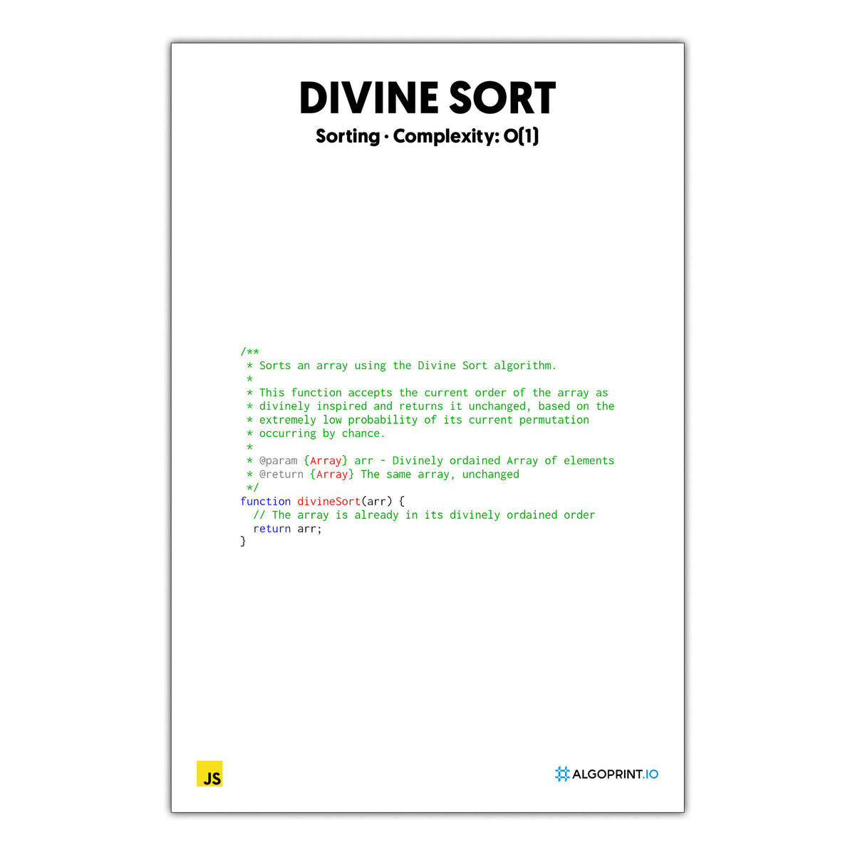 Divine Sort - JavaScript